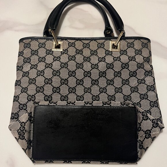 Authentic Gucci Black and Brown GG Canvas Tote with Black Leather Handles - Picture 14 of 16
